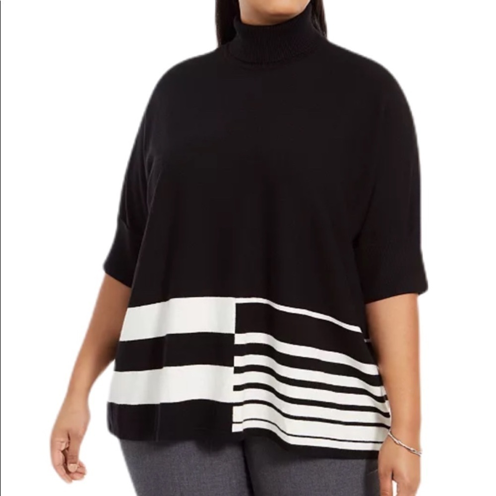 ✅ NWT Alfani Plus Sz Colorblocked Turtleneck Poncho 0X